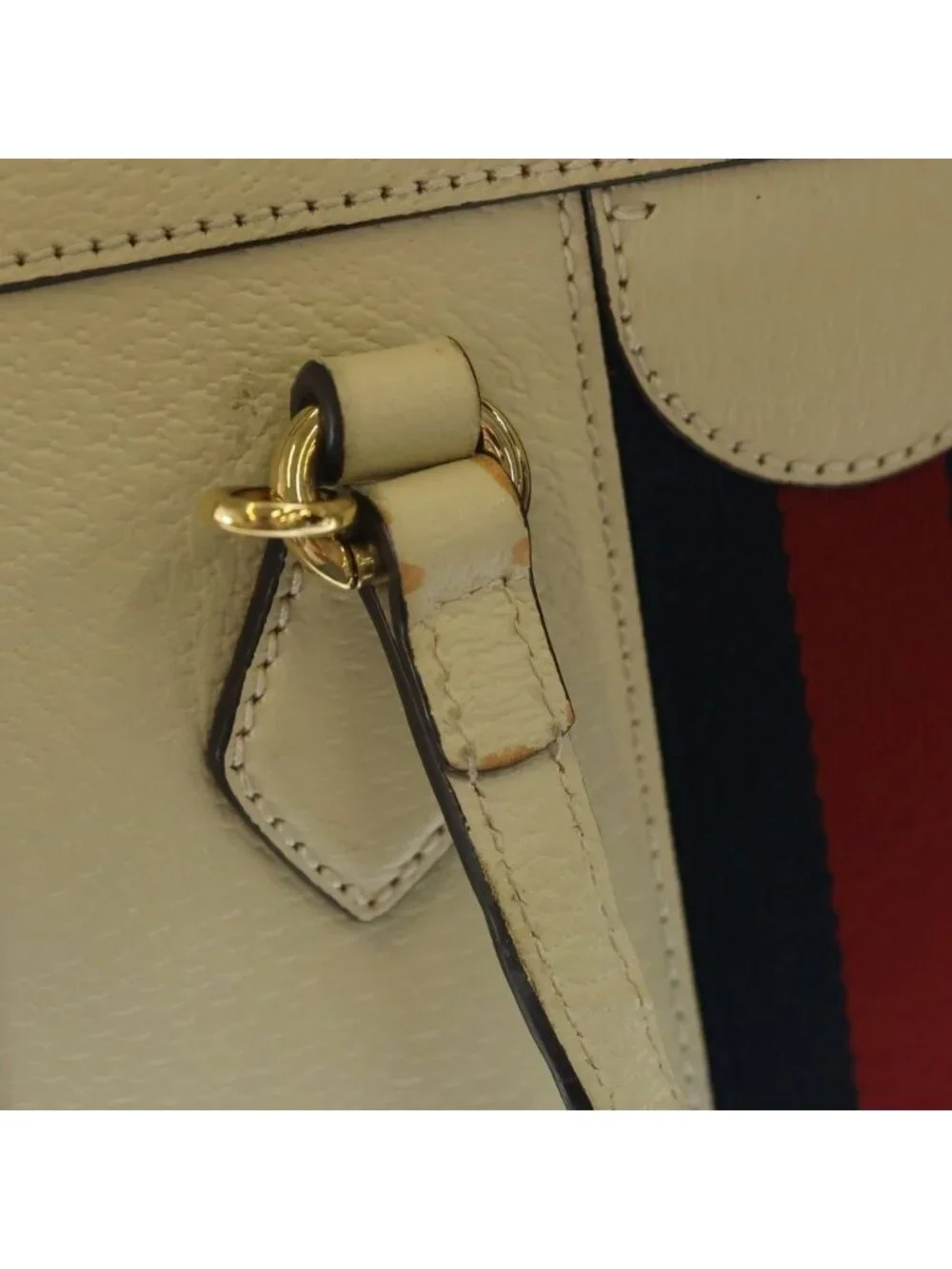 Gucci Ophidia GG Sherry Line Leather 2-Way Shoulder Bag White Ivory